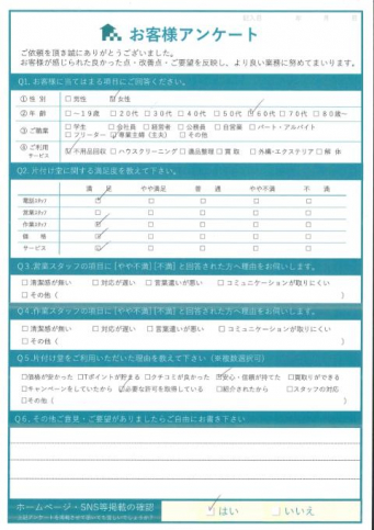 横浜市西区 T様 引越しに伴う不用品回収「テキパキと作業していただきました」| 不用品回収・粗大ゴミ回収なら片付け堂