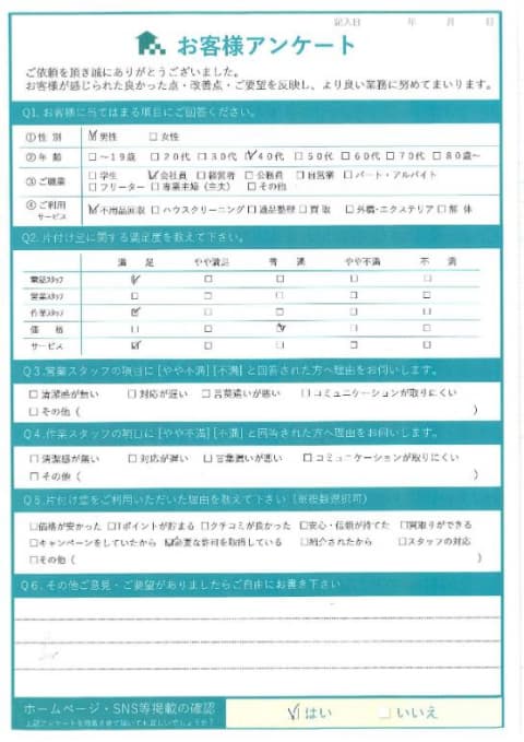 京都市伏見区S様家財整理に伴う不用品回収「色んなものを回収してもらいました」